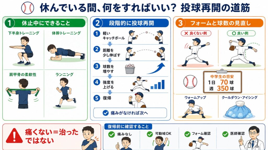 休んでいる間、何をすればいい?投球再開の道筋