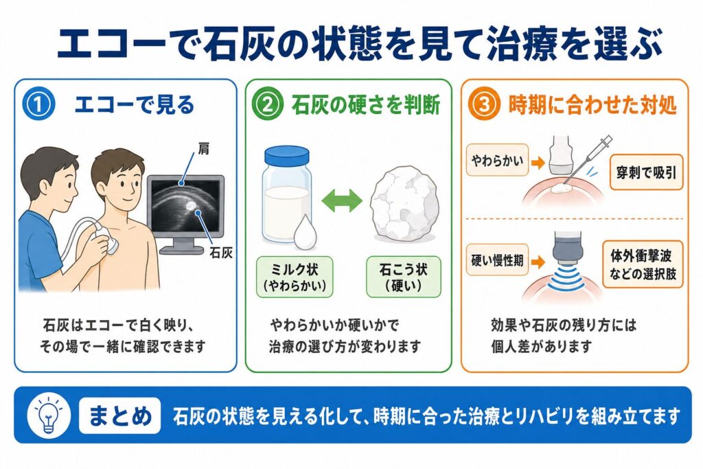 エコーで石灰の状態がわかります