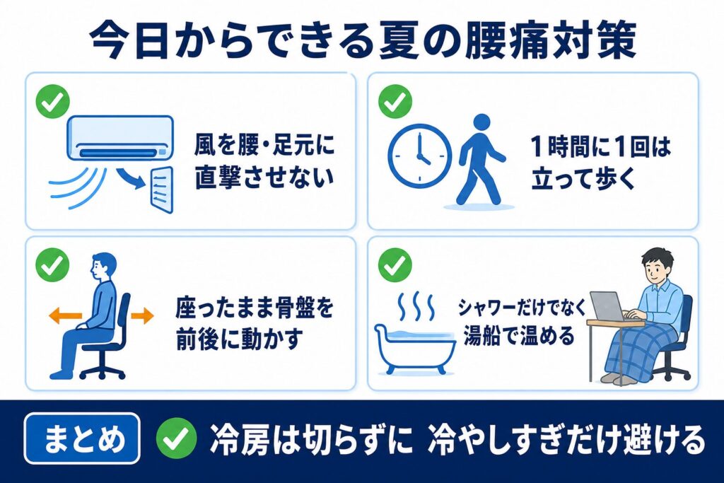 今日からできる夏の腰痛対策