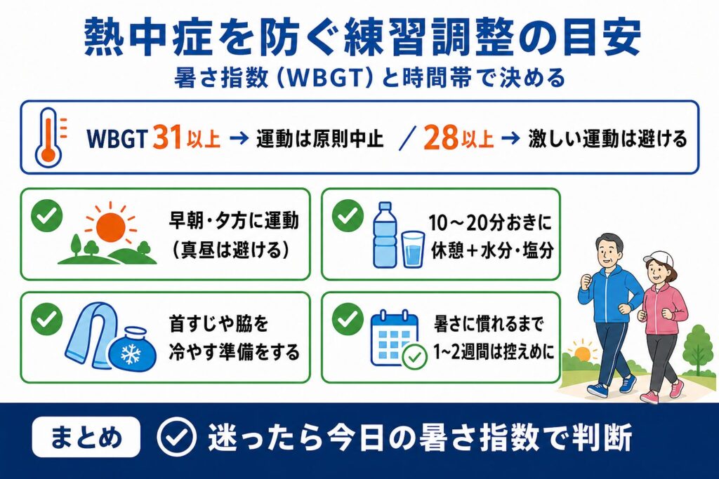 熱中症を防ぐ練習調整の目安とは?