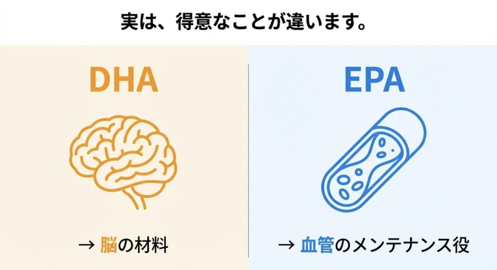 DHAとEPAの得意分野の違い