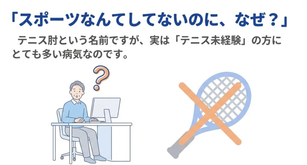テニスをしていないのに、なぜテニス肘？