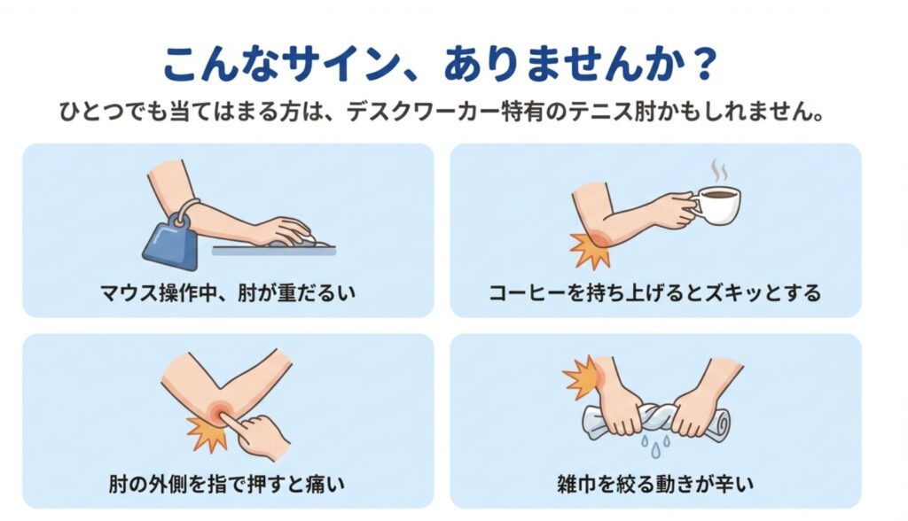 テニス肘の日常動作でのサイン