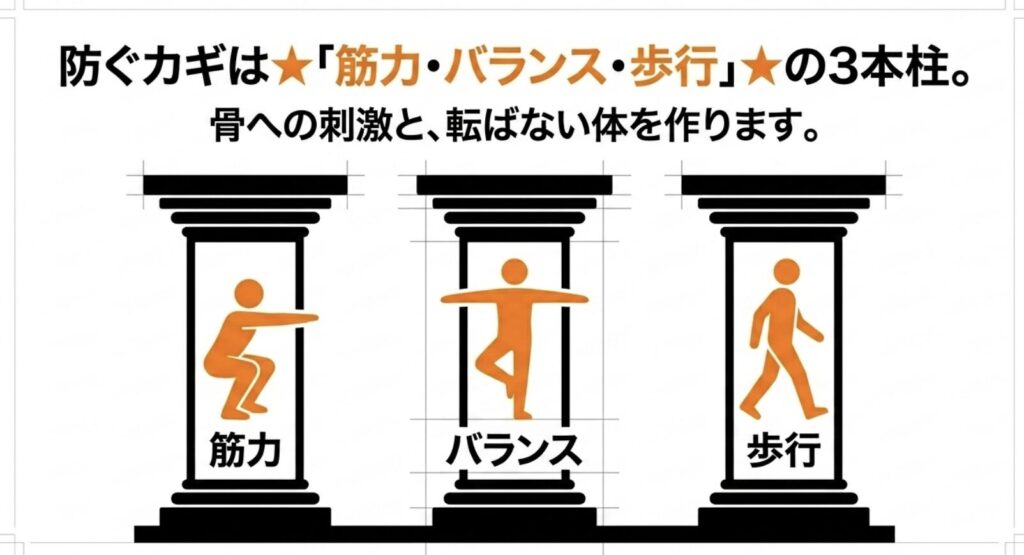 骨粗鬆症を防ぐカギは「筋力・バランス・歩行」