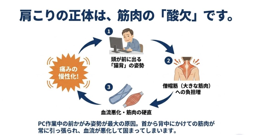 肩こりの原因は筋肉の酸欠？