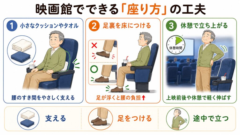 映画館でできる座り方の工夫