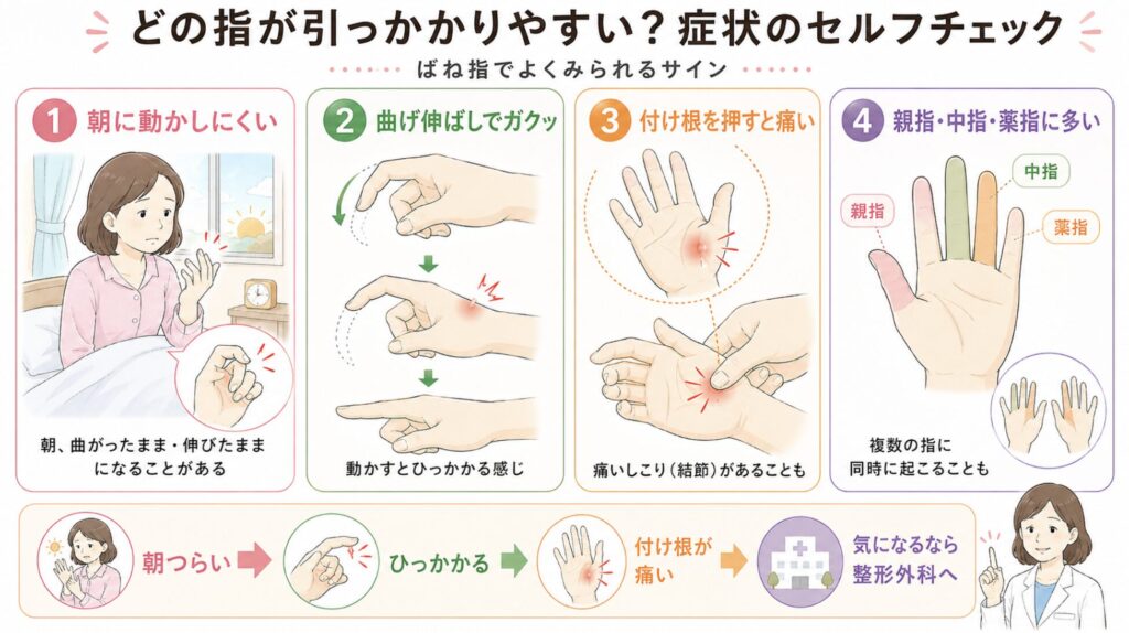 どの指が引っかかりやすい?症状のセルフチェック