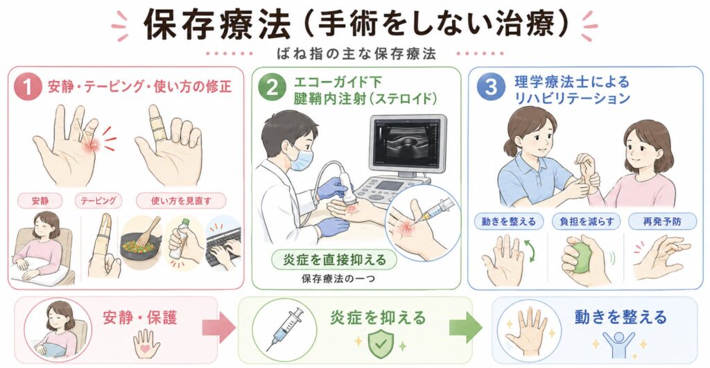 ばね指の保存療法について