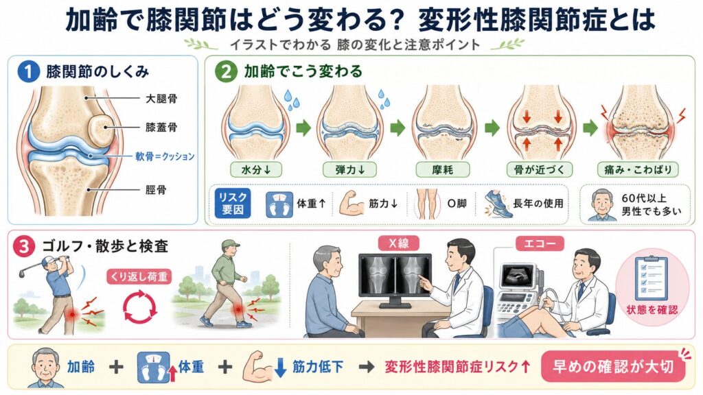 加齢で膝関節はどう変わる？変形性膝関節症とは