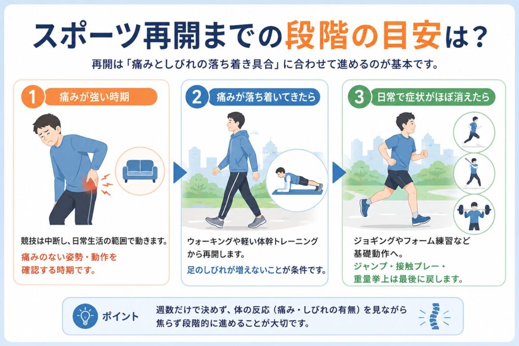 スポーツ再開までの段階の目安は?