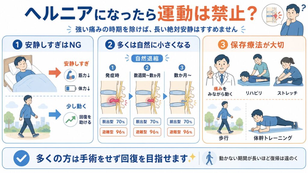 ヘルニアになったら運動は禁止?安静にしすぎない理由